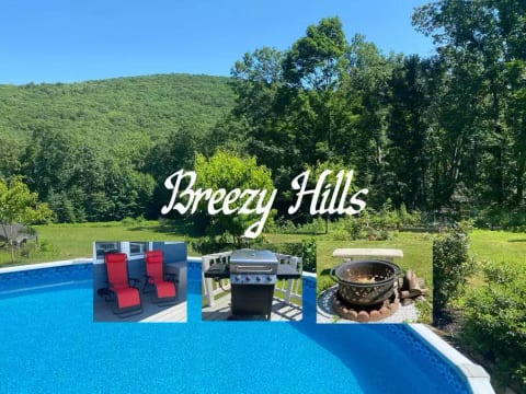 Welcome to Breezy Hills NY! Amazing mountain views, fire pits, 4 burner propane grill with side burner, zero gravity lounge chairs