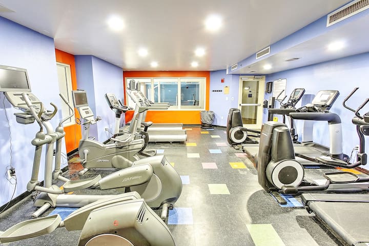 Fitness center is located on the 3rd floor west with 24 hour access