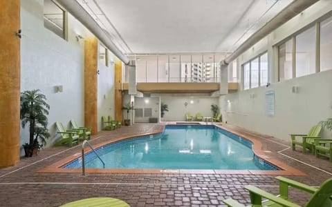 Huge indoor pool area just behind front desk