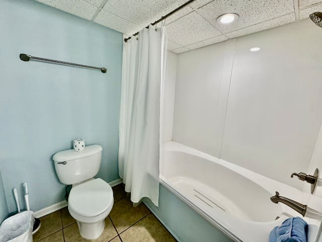 Tub / shower and toilet for king bedroom private full bath