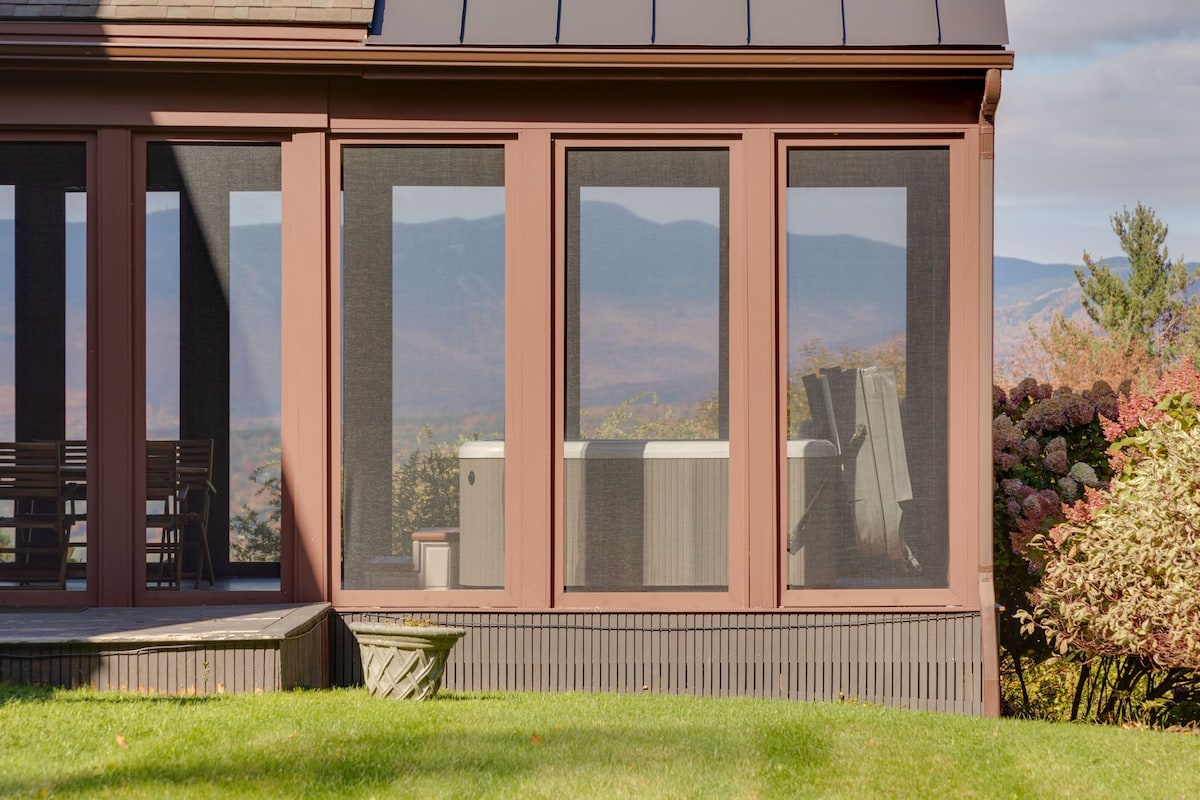 The screened in porch is perfectly positioned to take in the mountain views. The screened in porch is perfectly positioned to take in the mountain views. - Modern Retreat ~ Stunning Mountain View ~ Hot Tub! - Stowe