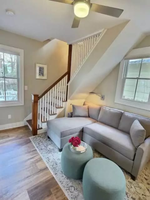 Comfortable couch opens to a queen sleeper
