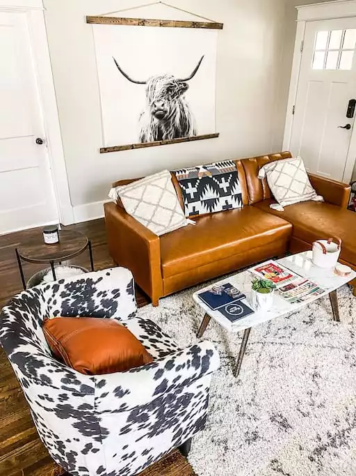 YeeHaww - we've gotten a lot of compliments on our cow chair, so we decided to complement it with an extra-large highland cow. - Hip East Nashville house walking dist to top eats. - Nashville