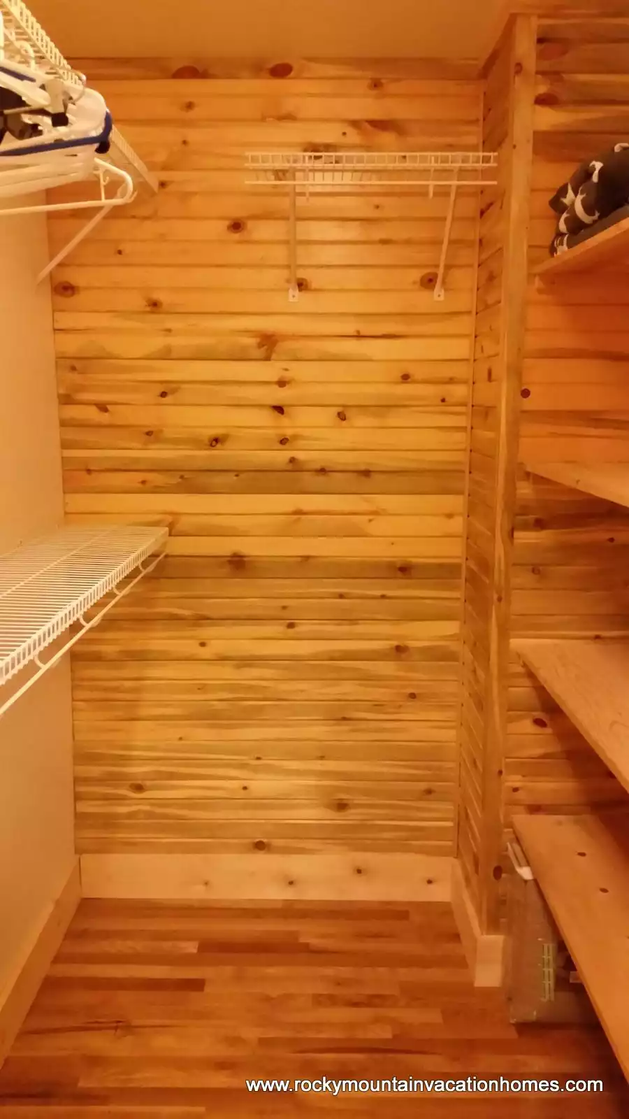 Master closet with cedar accents.