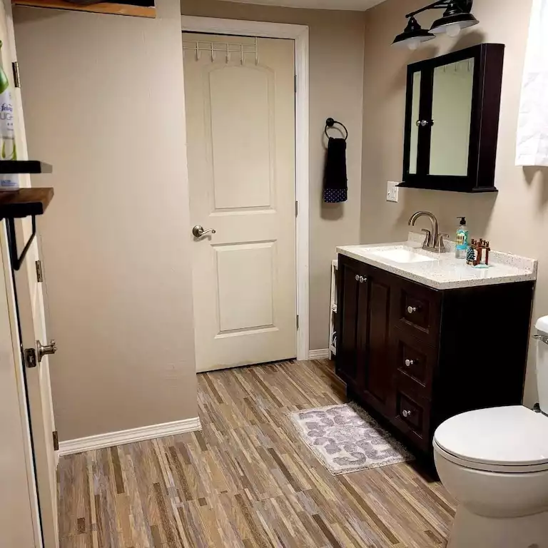 Our newly built second bathroom, is located in the basement Our newly built second bathroom, is located in the basement - Legacy Lake House - Kingsley