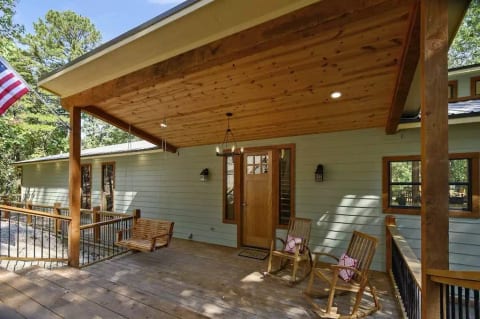 Swing on the front porch or sit on rocking chairs and smell the pine trees!