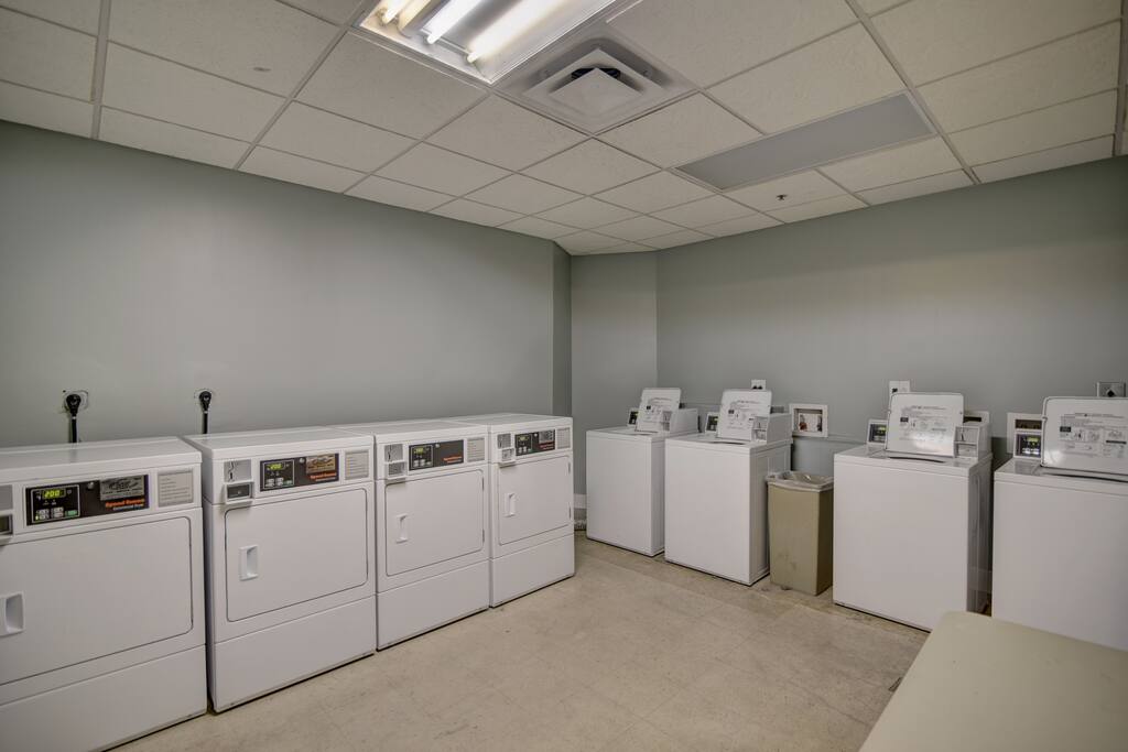 Coin laundry on the first floor