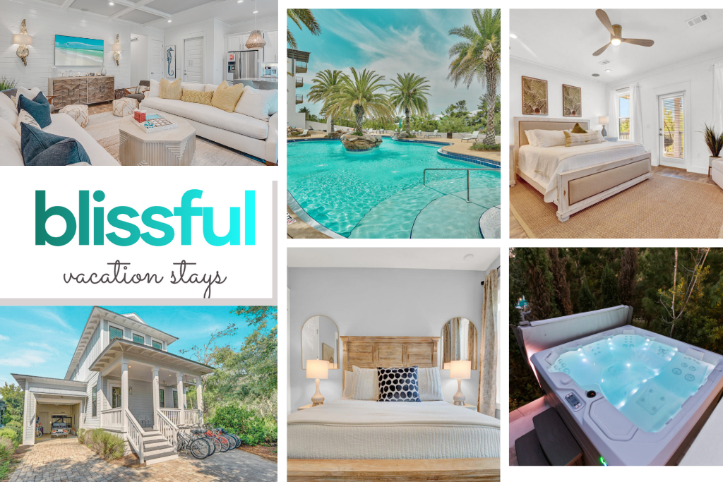 Blissful Stay 30A - 4 bed (KKKQ) 3 ensuite baths, private hot tub, 6 seater golf cart, pool... AMAZING 