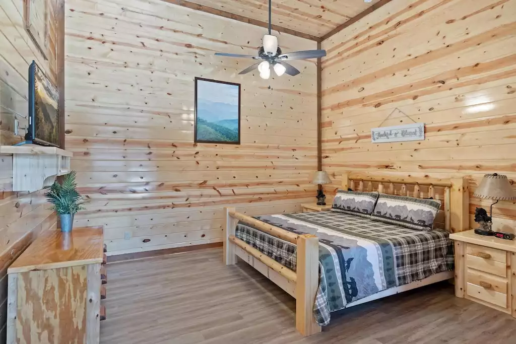 Bedroom 2 (king bed) - Top of the Smokies - Brand-New Luxury Pool Cabin! - Pigeon Forge