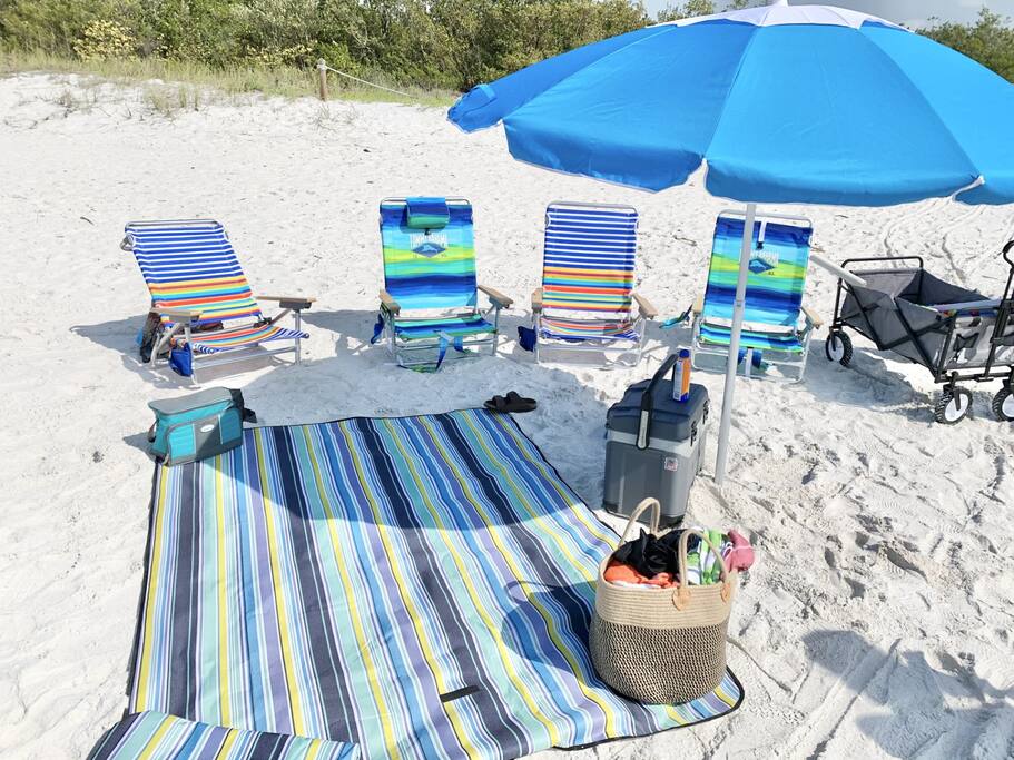 Beach Gear - Products may vary as things are replaced.  Chairs, wagon, coolers, umbrella and more.