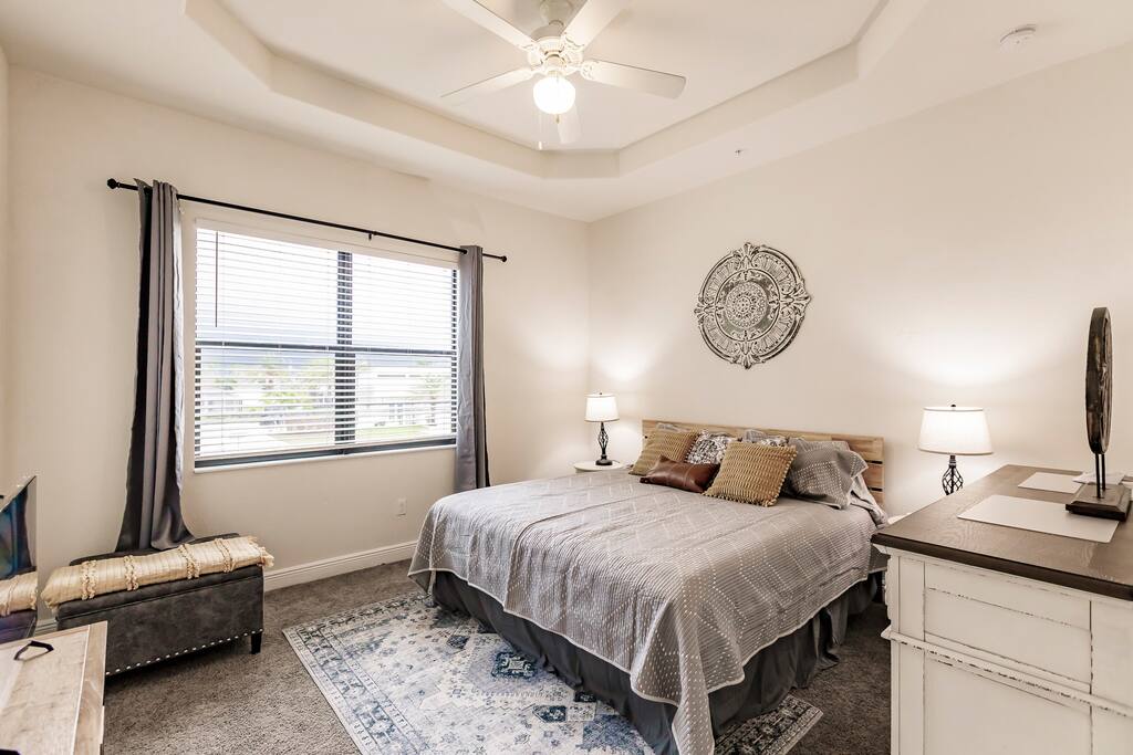 Welcome to King Suite 2! Our guests can enjoy a very spacious bedroom complete with a comfortable king-sized bed, a bureau, a bench, and a closet. For entertainment, we have provided a Wii game system in this room.