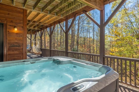 Relax in the hot tub surrounded by nature