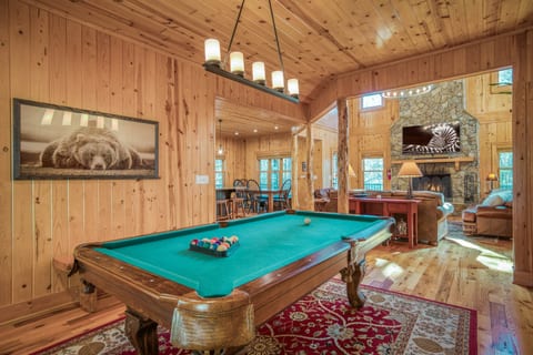 Pool table on on the open-layout main floor.