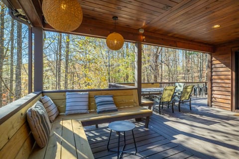 Outdoor lounging and dining areas on the abundant decks.