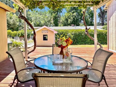 Dining for 4 under the pergola.