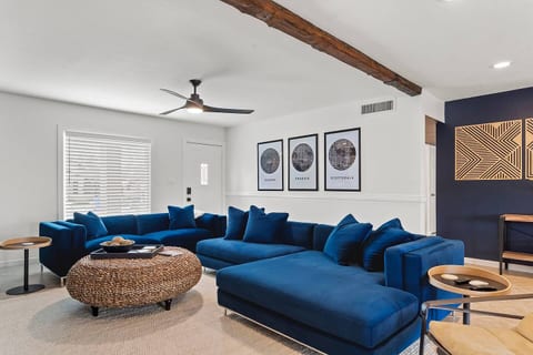 The couch with the large chaise converts to a very comfortable and spacious queen bed. We provide video instructions for converting this sofa to a sleeper should you want to use it! Don't worry, it's easy peasy. The other sofa is big for a 9th person