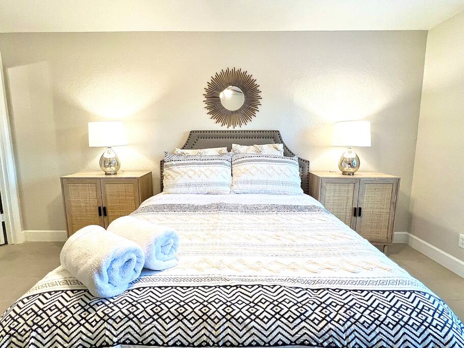 This spacious bedroom combines modern amenities - 4BR Family Oasis | Prime Location, Fast Wi-Fi-TCF - Converse