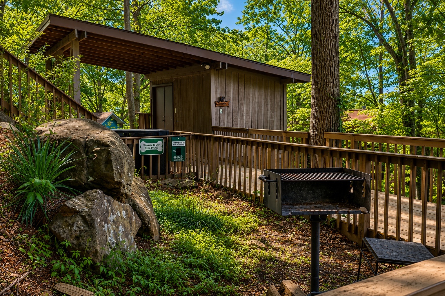 Park grill and fenced dog park