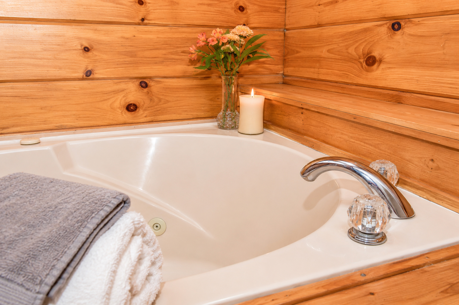 Unwind with a relaxing soak in the en suite Jacuzzi tub after a day exploring the Smokies.