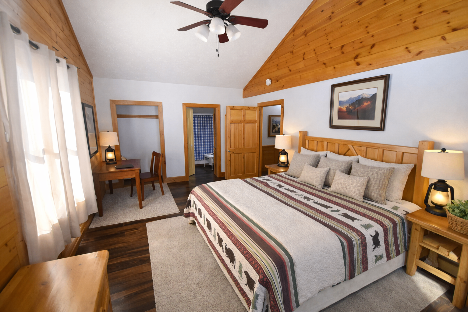 Large primary bedroom, main level with desk