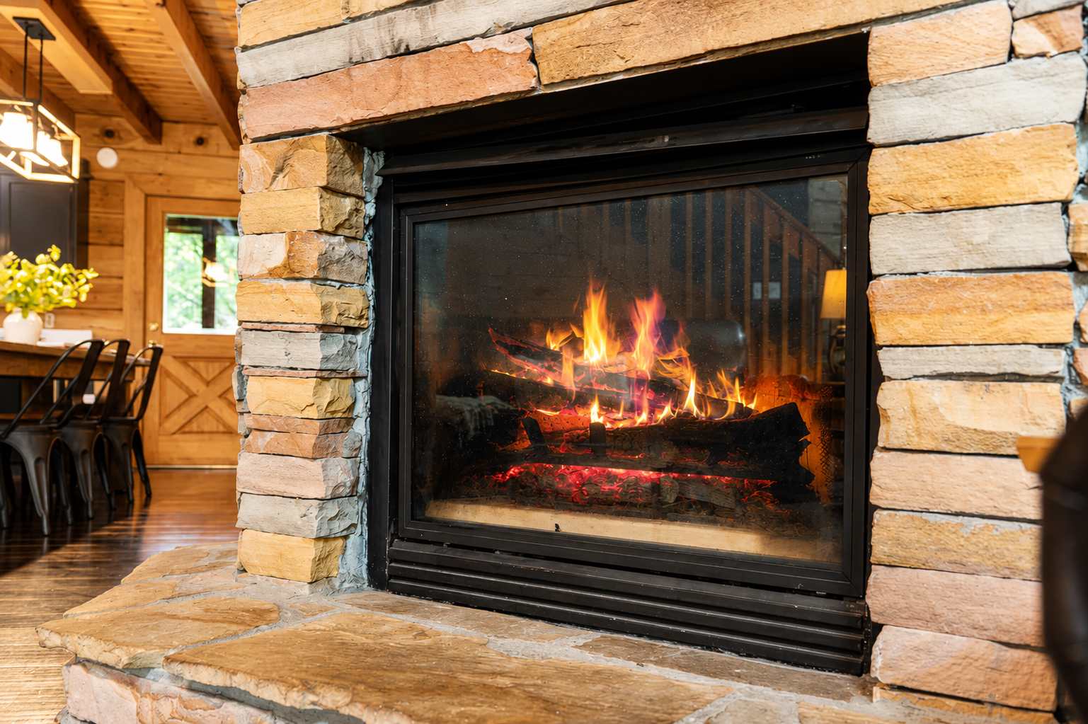 Cozy gas fireplace in the great room.
