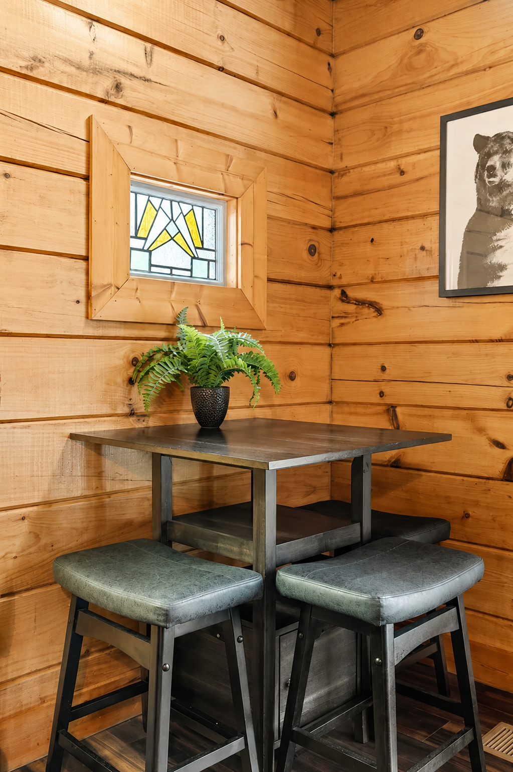 Enjoy a quiet morning coffee, a quick bite, or a game together in this cozy corner nook.