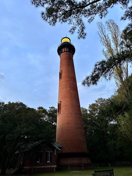 The Currituck Beach Lighthouse in the evening