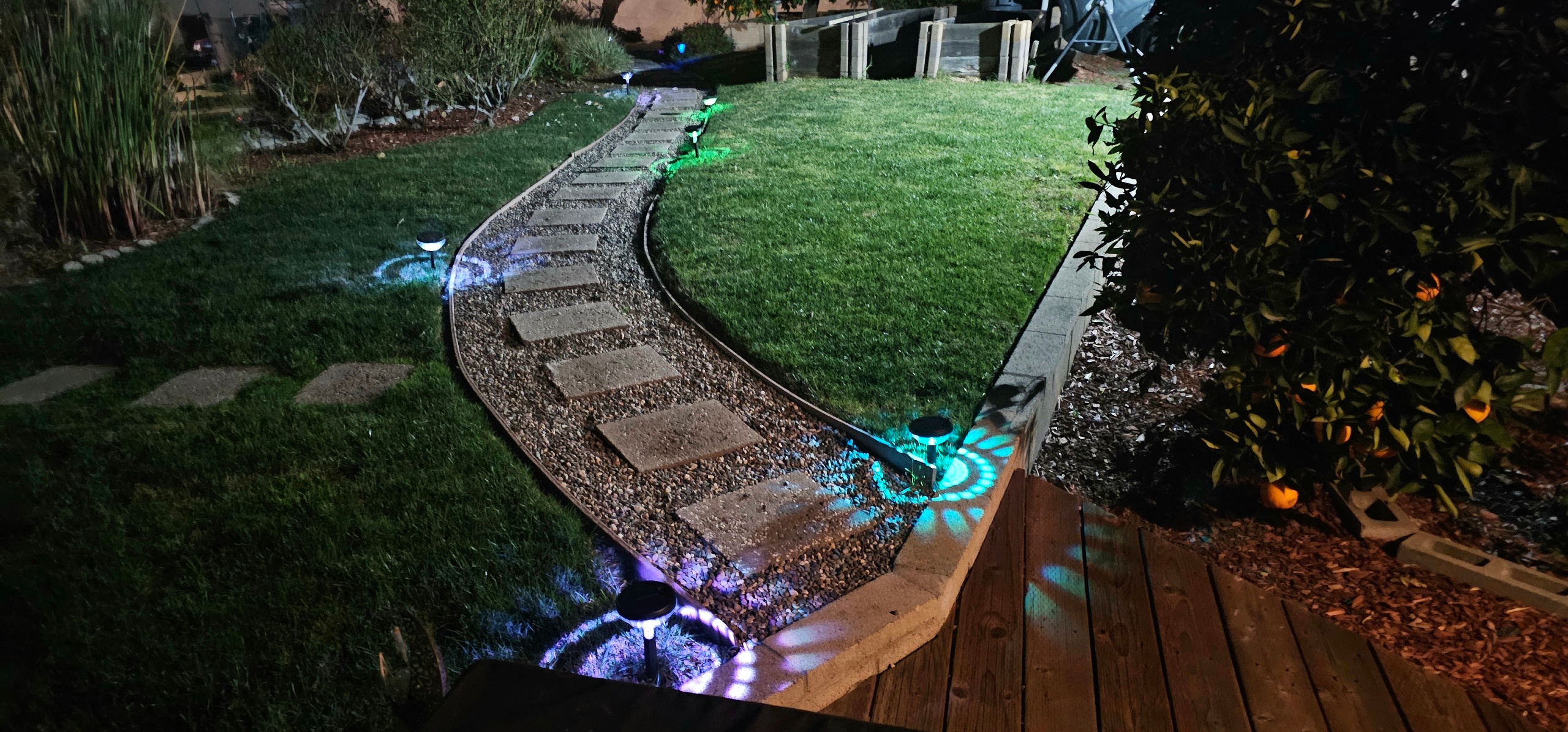 Patio View of Garden & Pathway At Night Enchanting Garden Cottage In the Heart of the City