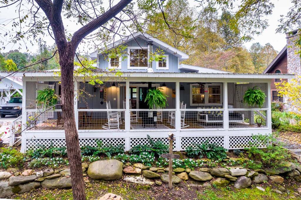 back of house back of house - Modern Farmhouse on Creek near Town/Train +Hot Tub - 28713