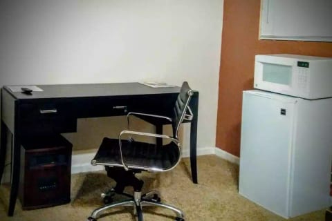 A desk and chair for working