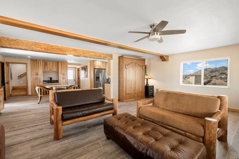 As can be seen on left, the door to the upstairs master bedroom can be locked off for privacy