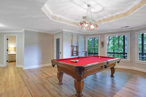 Pool room with balcony