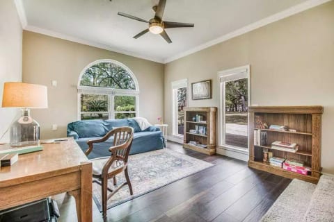 Office Area with Wifi Printer, Sofa, Bookcases