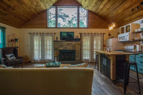 Open rustic interior with beautiful decorations and warmth