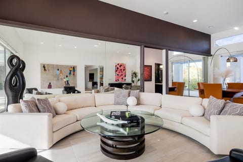 A comfortable sofa is essential for a cozy movie night with the group!