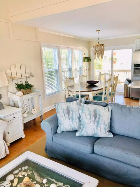 Living area and dining room
