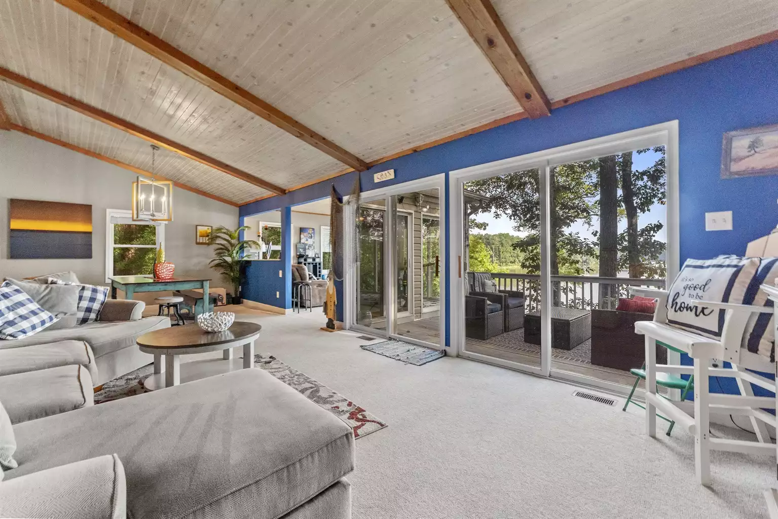 Living room/Dining room. Patios to deck. Living room/Dining room. Patios to deck. - Waterside - Heathsville
