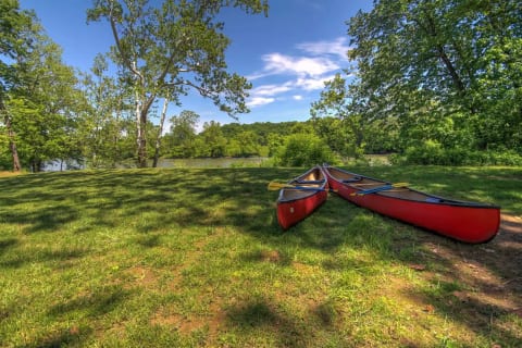 Push the canoes right out into the river (hop in first!)