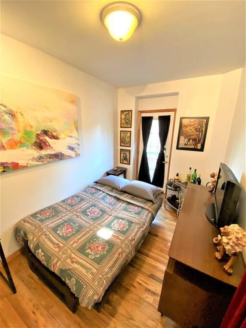 The futon converts into a double-size bed with super-comfortable memory foam mattress.