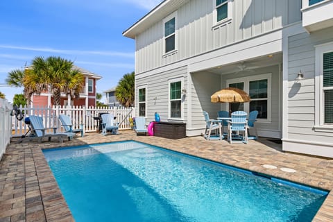 Backyard paradise with heated pool add on option, sun loungers & space to unwind