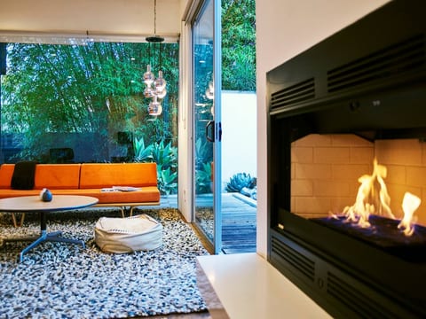 living room with fireplace