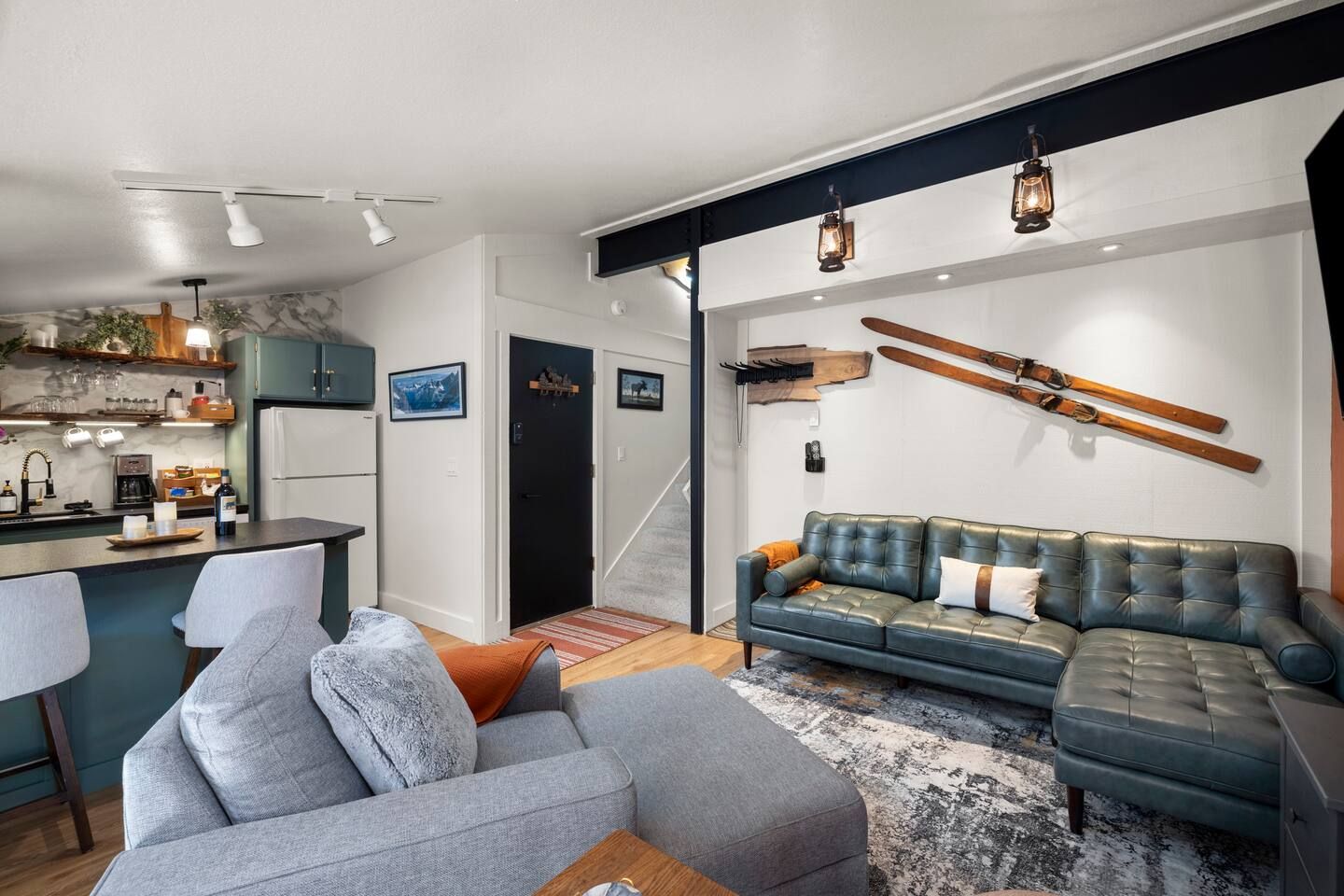 Totally updated Bear Valley Condo! Relax in new leather furniture. new TVs, painted, remodeled kitchen | Relax after a fun day exploring Bear Valley!
