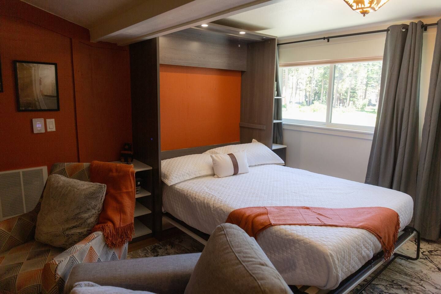 No sofa, or sofa bed! Sleep on a 11in Ghostbed Comfortable and Luxurious Queen mattress!