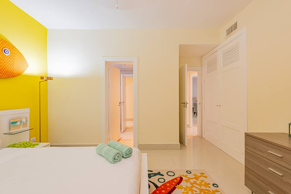 Guest bathroom is on the left and the closet is on the right.
