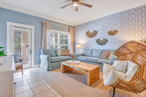 Living Room - Stocked with board games, blankets and a pull-out sofa.
