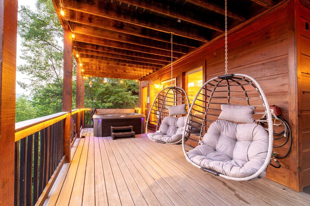 Egg Chairs with the grand view and they are lots of fun. Our guests love them.