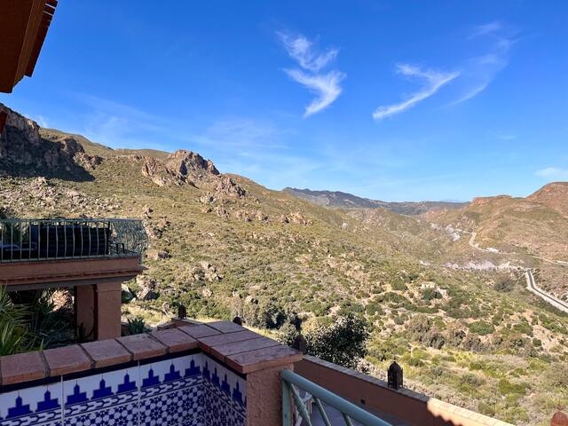 Private balcony with seating off the Samira Twin