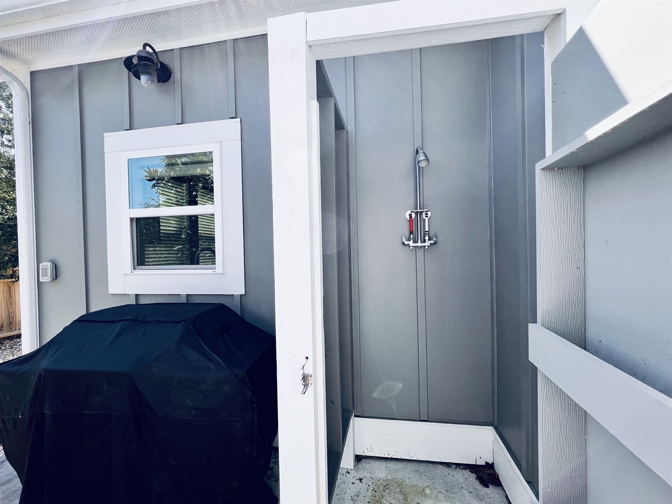 Outdoor shower.