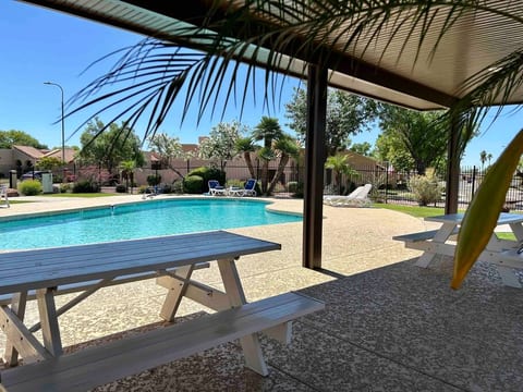 Beautiful new pergola is the perfect spot for a picnic.