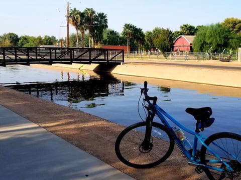 Canal path for convenient walking, running, and biking, goes right by the complex.